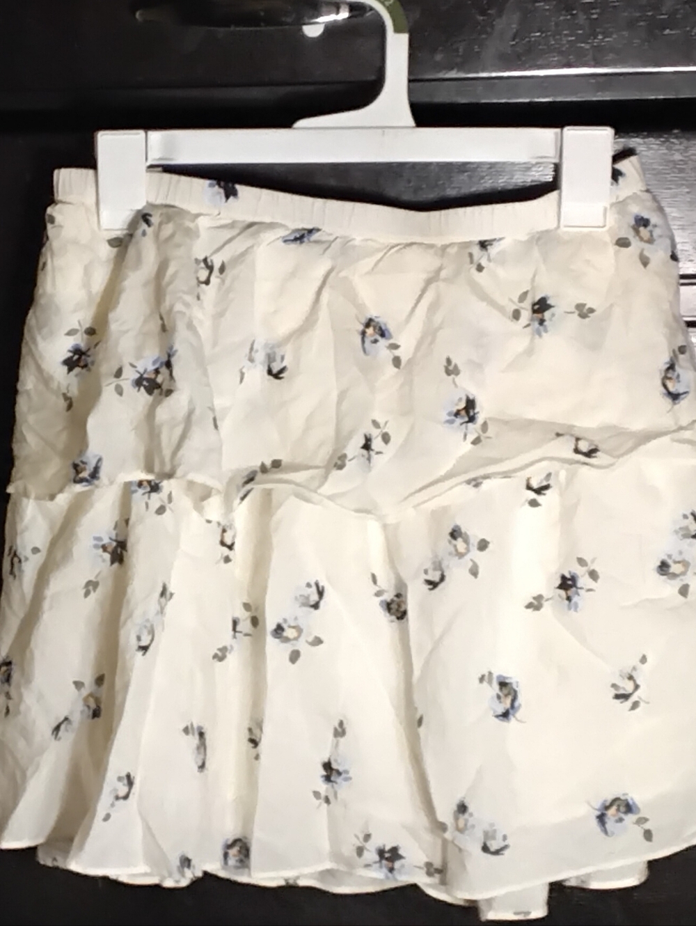 Universal Thread Cream Mini Skirt with Blue Floral Print